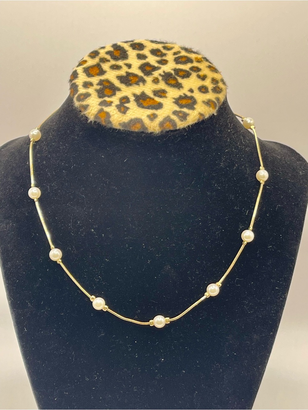 Monet Gold Tone Faux Pearl Station Necklace - Elegant Women's Jewelry